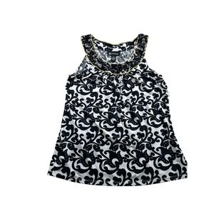 INC International‎ Concepts Black White Sleeveless Beaded Top